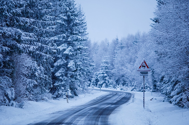Snow-covered highway